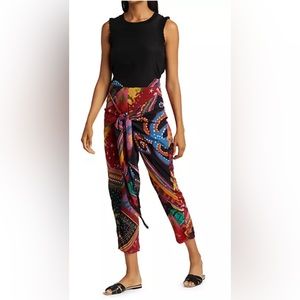 Farm Rio NWT Diagonal Scarf crossed front pants